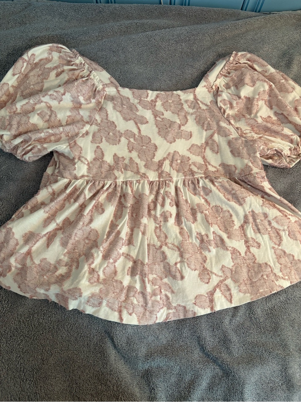 Maeve By Anthropologie Batia Textured Babydoll Peasant Top Puff Sleeves M Print - Picture 8 of 8